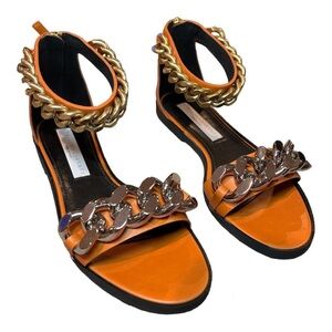 STELLA MCCARTNEY Falabella Chain Link Sandals Chestnut Brown